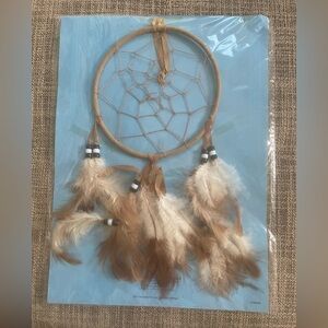 Brown and White Dreamcatcher. Lakota Sioux Native American Decor. 11” long.